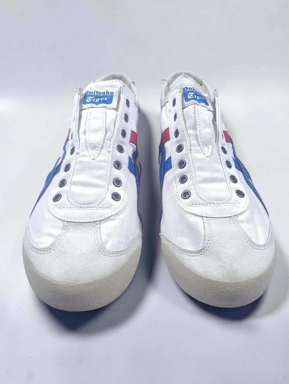 Onitsuka Tiger Mexico 66 Slip On Mens 10.5 White Blue Red Tricolor Sneakers